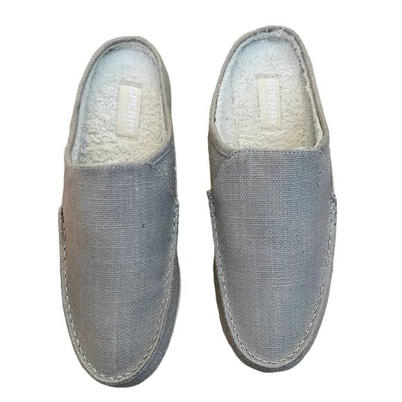 SPERRY Taupe Moc-Sider Mule Hemp Clogs Faux Fur Lining Slip On Comfort 9.5 NWT - Picture 4 of 14